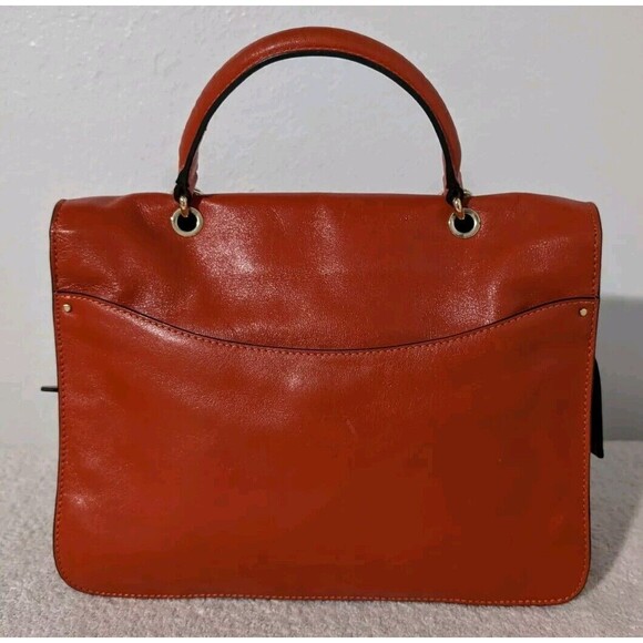 Tory Burch Priscilla Crossbody Hand Bag Frame Satchel Orange - Picture 12 of 16